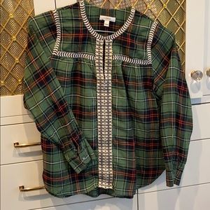 Jcrew madras popover holiday color embroidery
